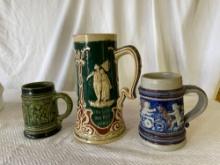 3 Vintage German Steins