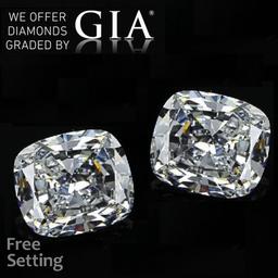 2.03 ct Cushion cut Diamond Pair