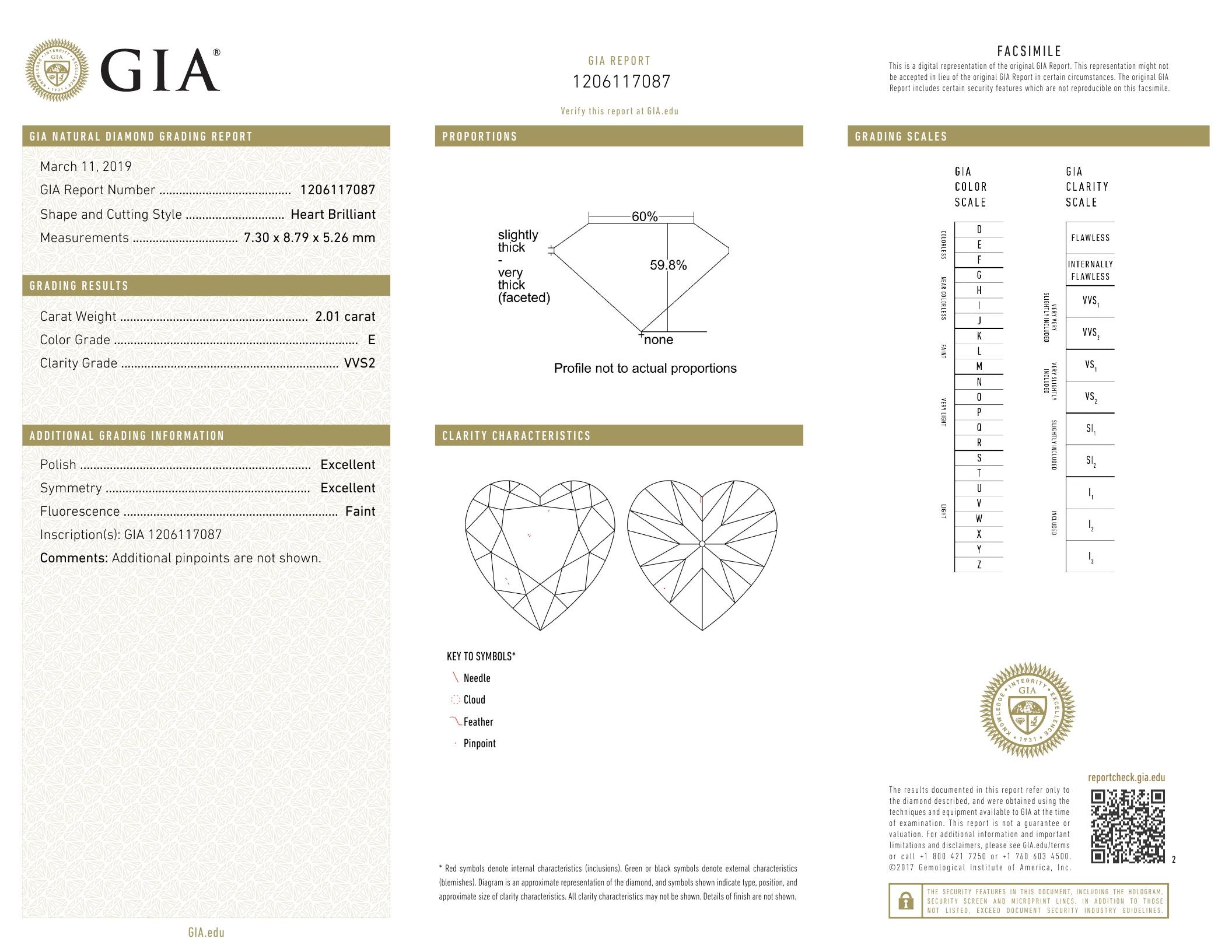 2.01 ct, Color E/VVS2, Heart cut Diamond