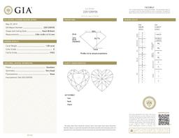 1.00 ct, E/VVS2, Heart cut Diamond, 48% off Rapaport List Price (GIA Graded), Unmounted. Appraised V