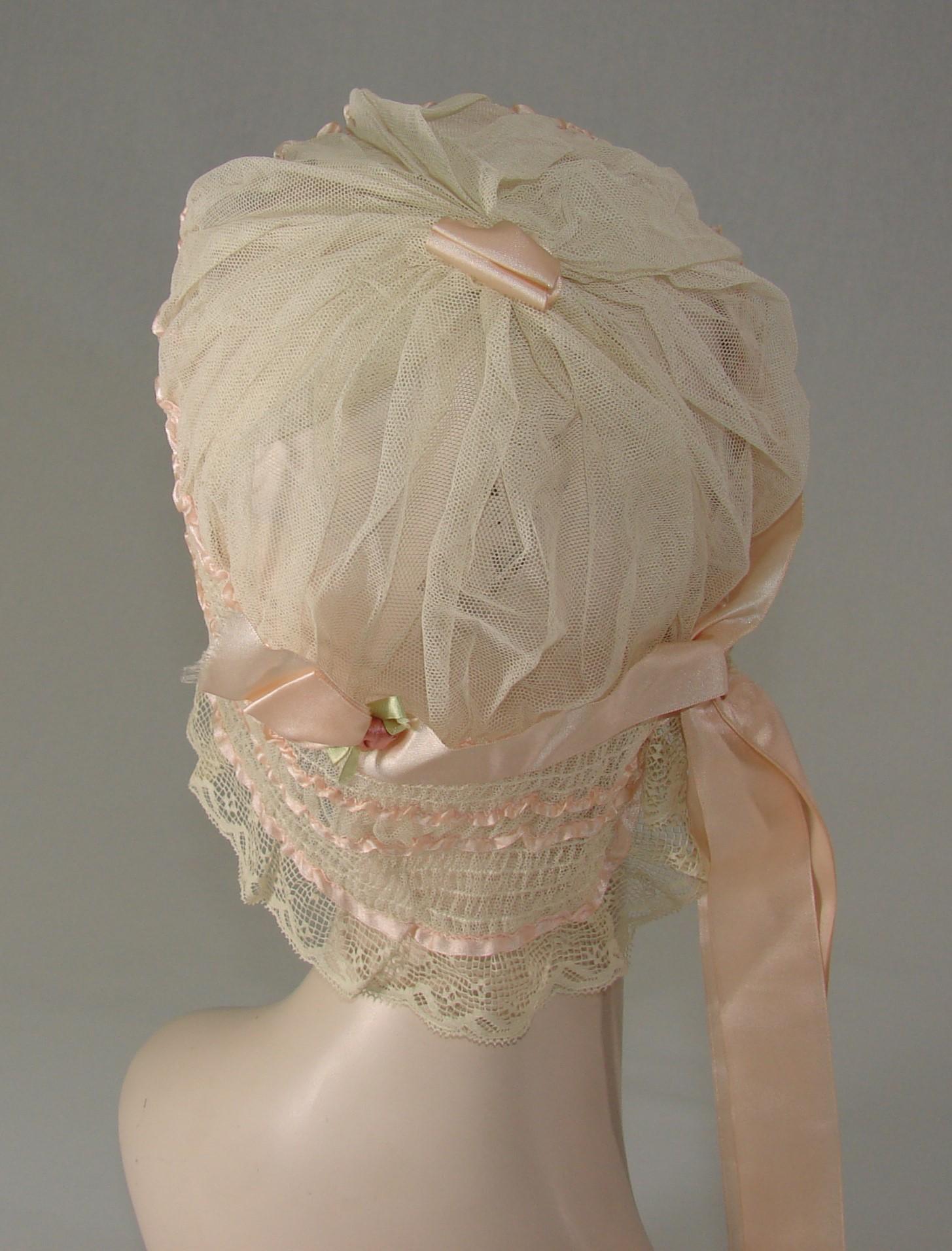 Vintage Ladies 1920s Lace And Silk Boudoir Cap