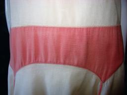 Vintage Ladies 1920s Pink And White Stylish Drop Waist Linen Dress