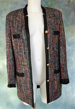 Vintage Ladies Louis Feraud Wool And Lame Long Blazer