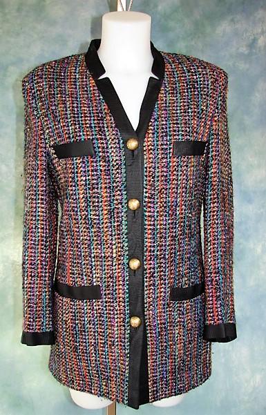 Vintage Ladies Louis Feraud Wool And Lame Long Blazer