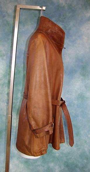 Vintage Ladies 1920s Oversized Leather Jacket Marshall Field Co. Sports Apparel With Belt