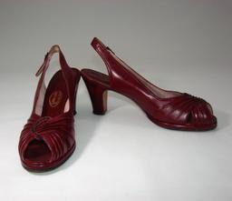 Vintage Ladies 1930s Shoes Oxblood Peep Toe By I. Miller Salon Chicago