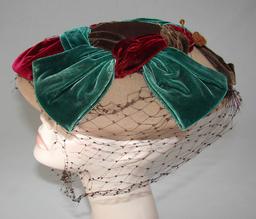 Vintage Ladies 1930s Velvet Hat By Laddie Northridge N.y.