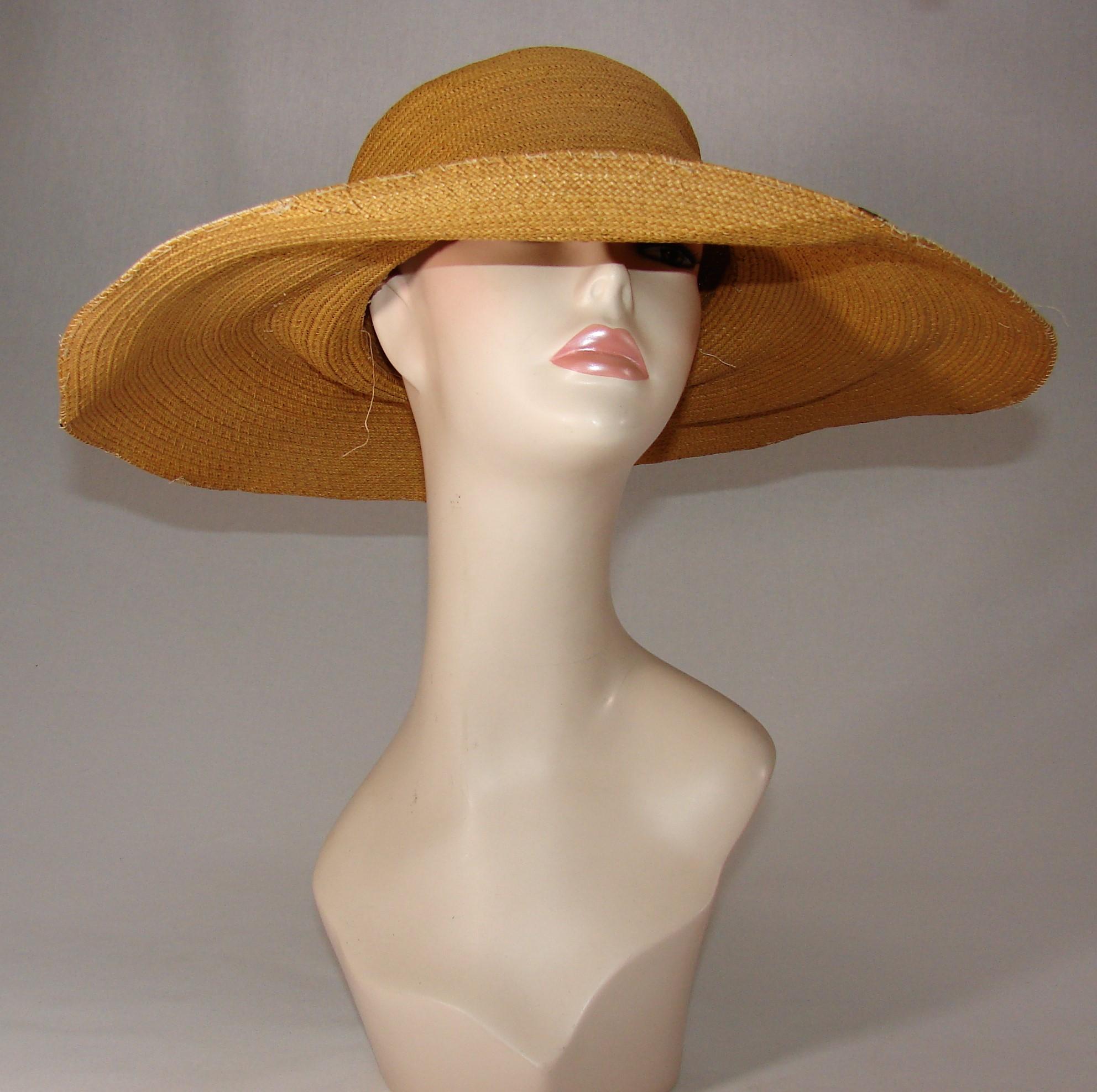 Edwardian Ladies Natural Straw Wide Brimmed Hat