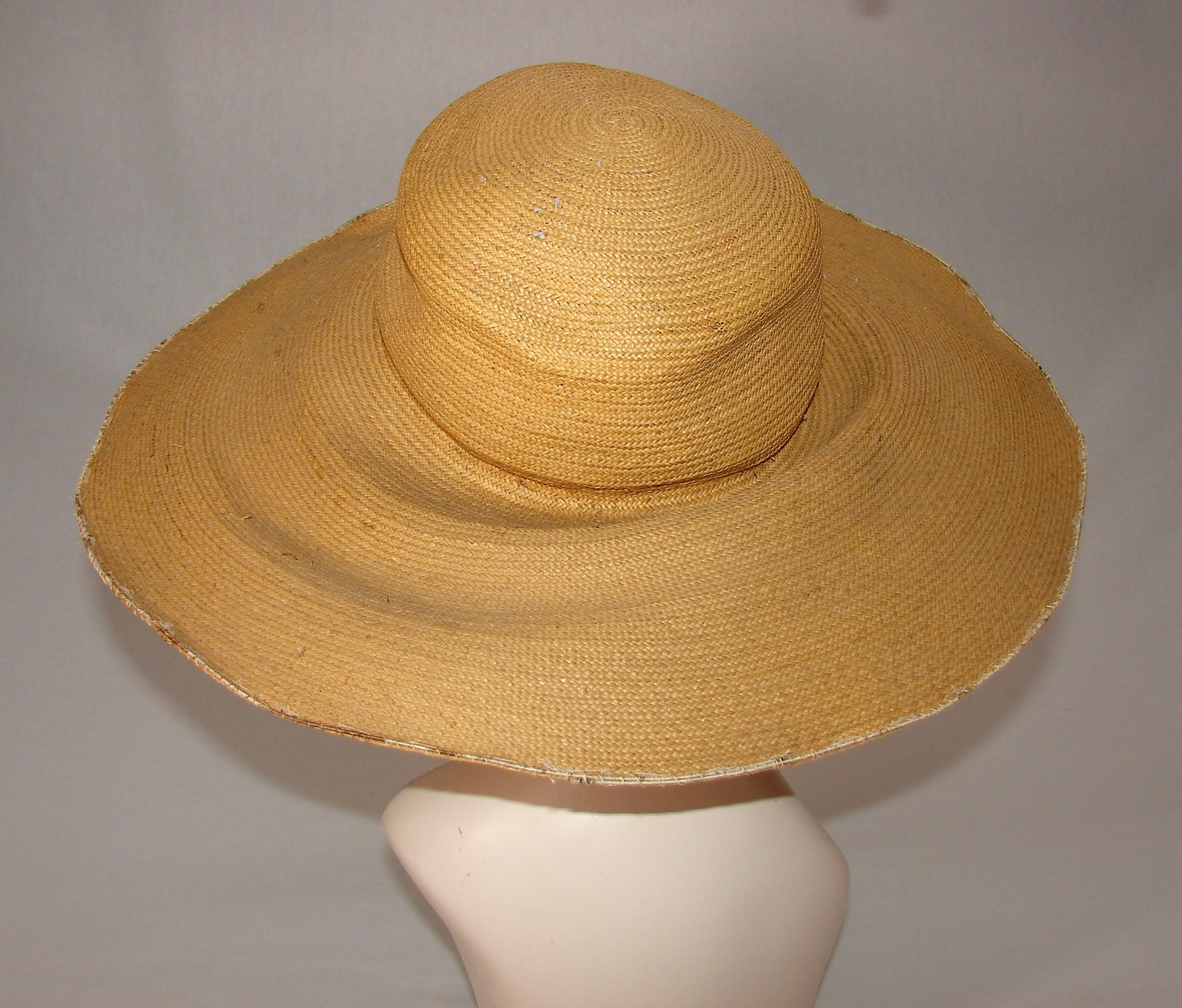 Edwardian Ladies Natural Straw Wide Brimmed Hat