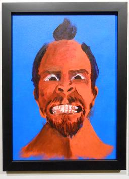 Unidentified Artist: Orange Portrait on Blue Background