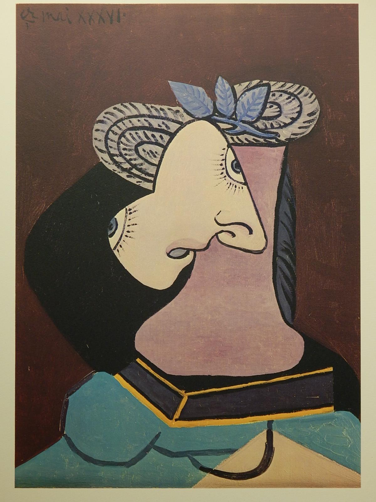 Pablo Picasso (After): Straw Hat With Blue Foliage, Lithograph