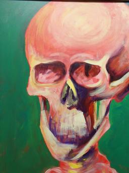 Unidentified Artist: Skeleton on Green Background