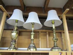 3 Brass Style Table Lamps. NO SHIPPING