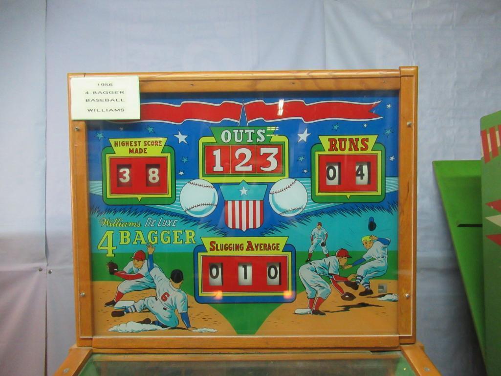 1956 Williams 4 Bagger Pitch & Bat Pinball Machine. Works Great.
