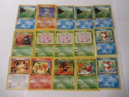 Lot of 15 First Edition Vintage Pokemon Trading Cards from Collection