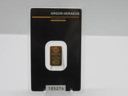2 gram Swiss Gold Bar in Assay Kinebar #'d