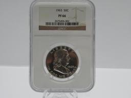 1963 Ben Franklin Silver Half Dollar NGC Graded Proof 66