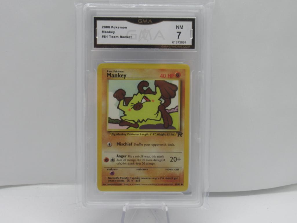 GMA GRADED 2000 POKEMON MANKEY #61 TEAM ROCKET NM 7