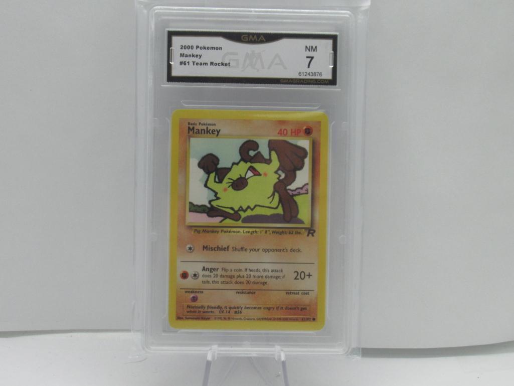 GMA GRADED POKEMON MANKEY #61 TEAM ROCKET NM 7