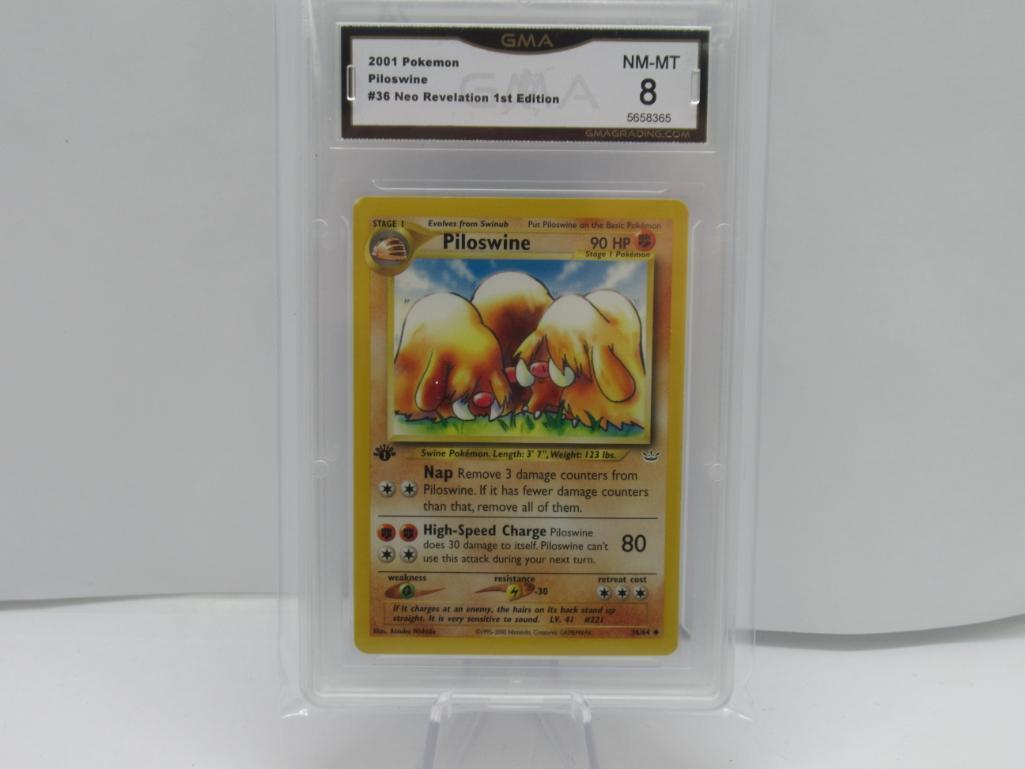 GMA GRADED 2001 POKEMON PILOSWINE #36 NEO REVELATION 1ST EDITION NM MT 8...