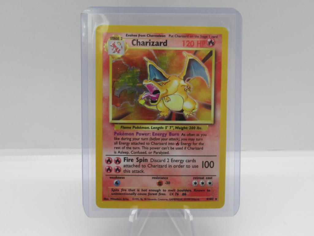 Base Set Charizard HOLO Pokemon card green wings charizard great for collection!!!