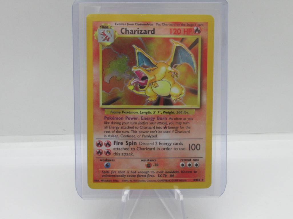 Base Set Charizard HOLO Pokemon card green wings charizard great for collection!!!