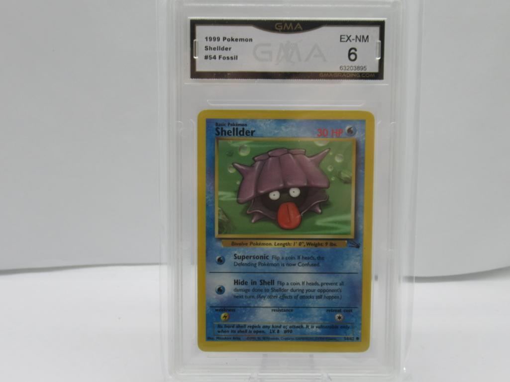 GMA GRADED POKEMON 1999 SHELLDER #54 FOSSIL EX-NM 6