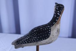 Wooden painted shore bird on stand