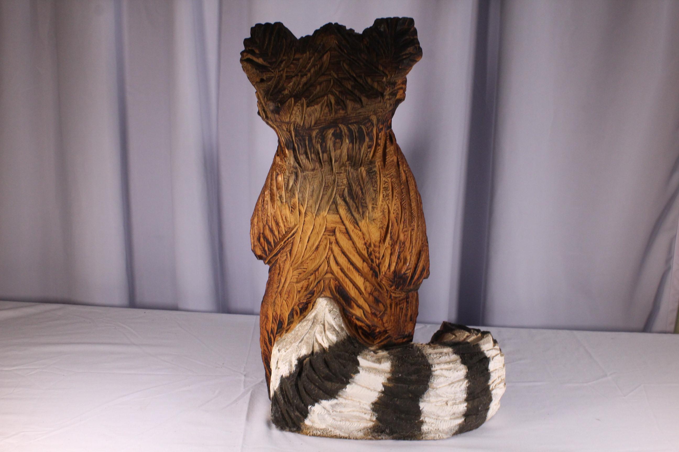 Chainsaw Carved Wooden Raccoon