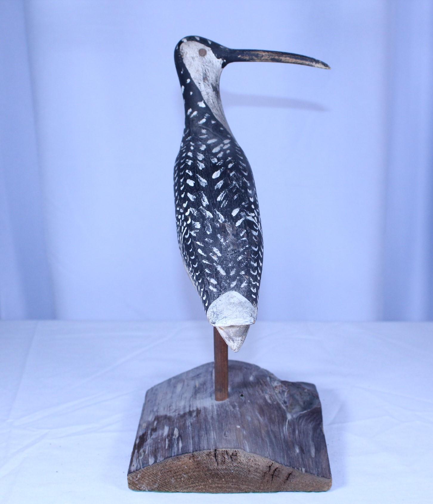 Wooden painted shore bird on stand