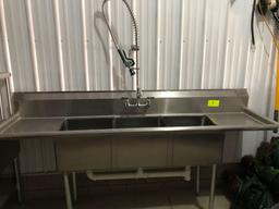 3-tub stainless steel sink