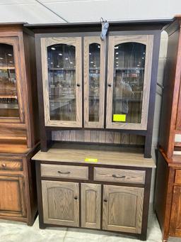 Rustic Oak and Brown Maple 46 1/2" 4 door 2 drawer hutch