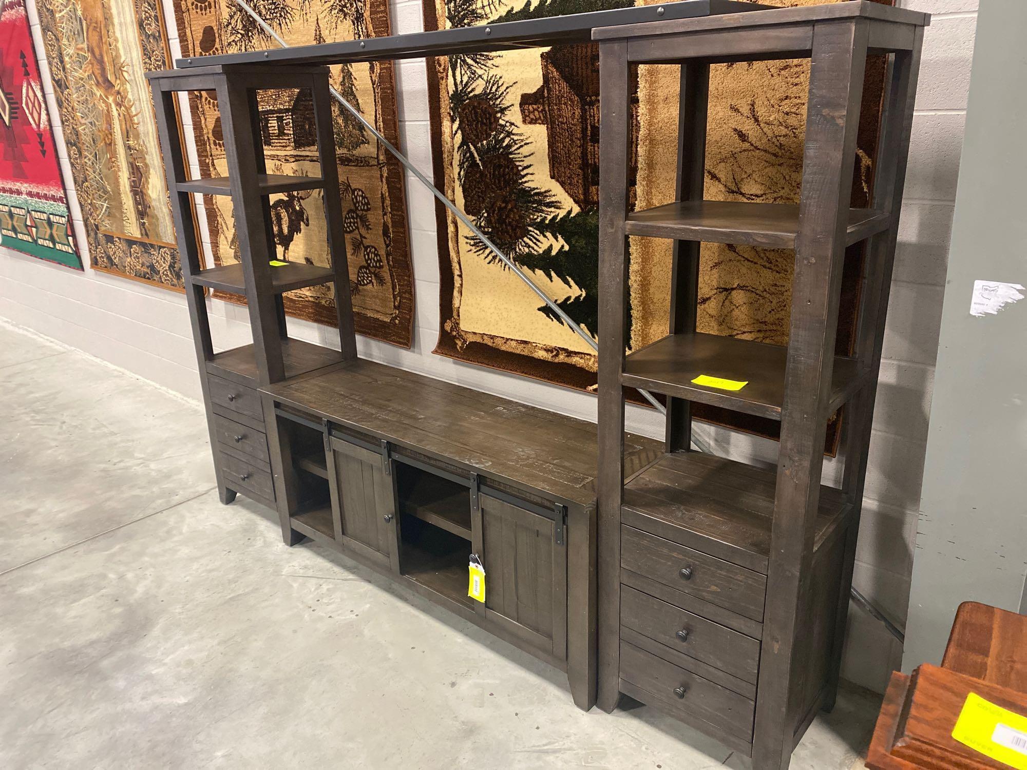 4 piece entertainment center, 103"x19"x74"