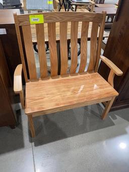 Oak 40" Deacon's bench with arms