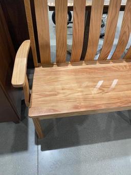 Oak 40" Deacon's bench with arms