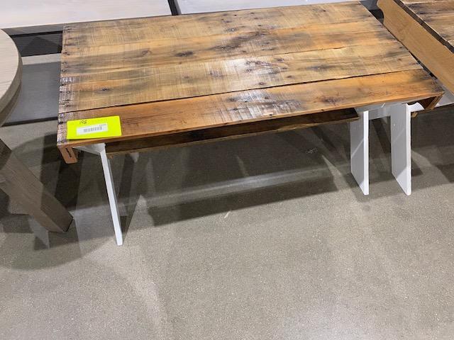 Reclaimed Barnwood coffee table 40" x 20" x 19" Stain: Natural top and white painted legs