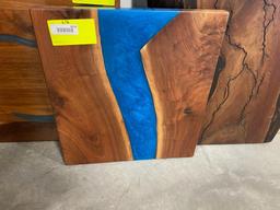 Walnut Slab w/ Blue Epoxy Design 20x22