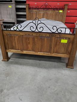 Elm & Metal Queen Bed Only Provincial