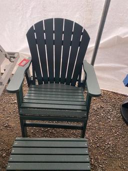 GREEN ADIRONDACK CHAIR AND OTTOMAN