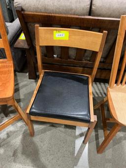 BROWN MAPLE SIDE CHAIR WITH PADDED SEAT