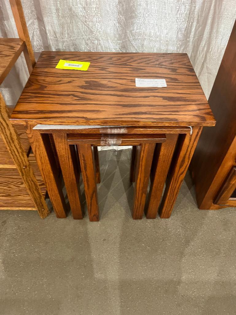 OAK MISSION SET OF 3 NESTING TABLES MICHAELS CHERRY 23X17X24 IN