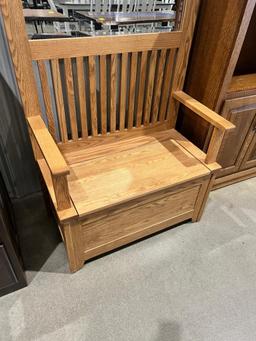 OAK HALL BENCH 36X19X77 IN