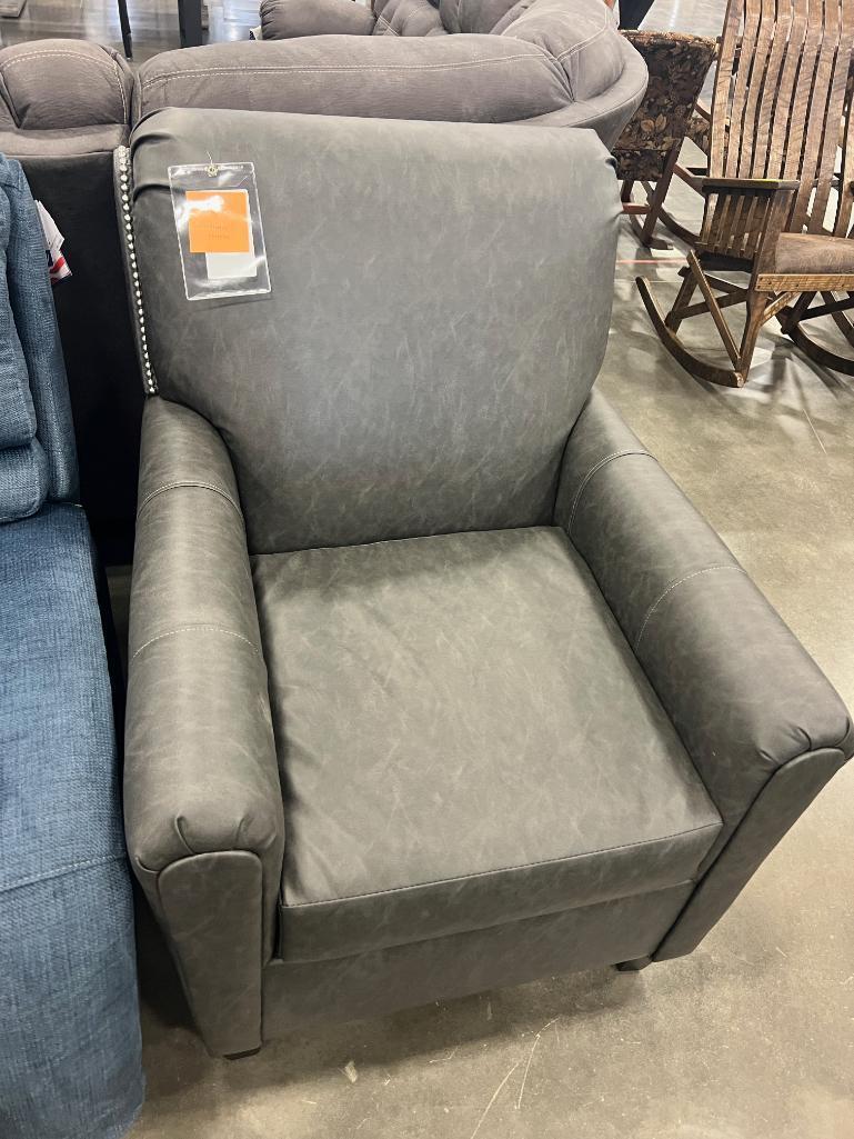 CHARCOAL LEATHER ACCENT CHAIR