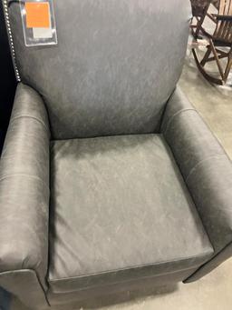 CHARCOAL LEATHER ACCENT CHAIR