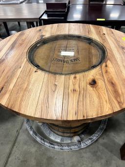 BURNED HICKORY 48IN BARREL PUB TABLE & FOOT REST ONLY