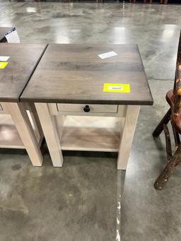 2 TONE MAPLE END TABLE DRIFTWOOD/FROST 22X22X24IN