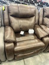 BROWN LEATHER POWER RECLINER