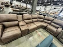 BROWN LEATHER SECTIONAL RECLINER