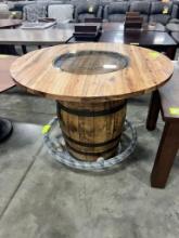 BURNED HICKORY 48IN BARREL PUB TABLE & FOOT REST ONLY