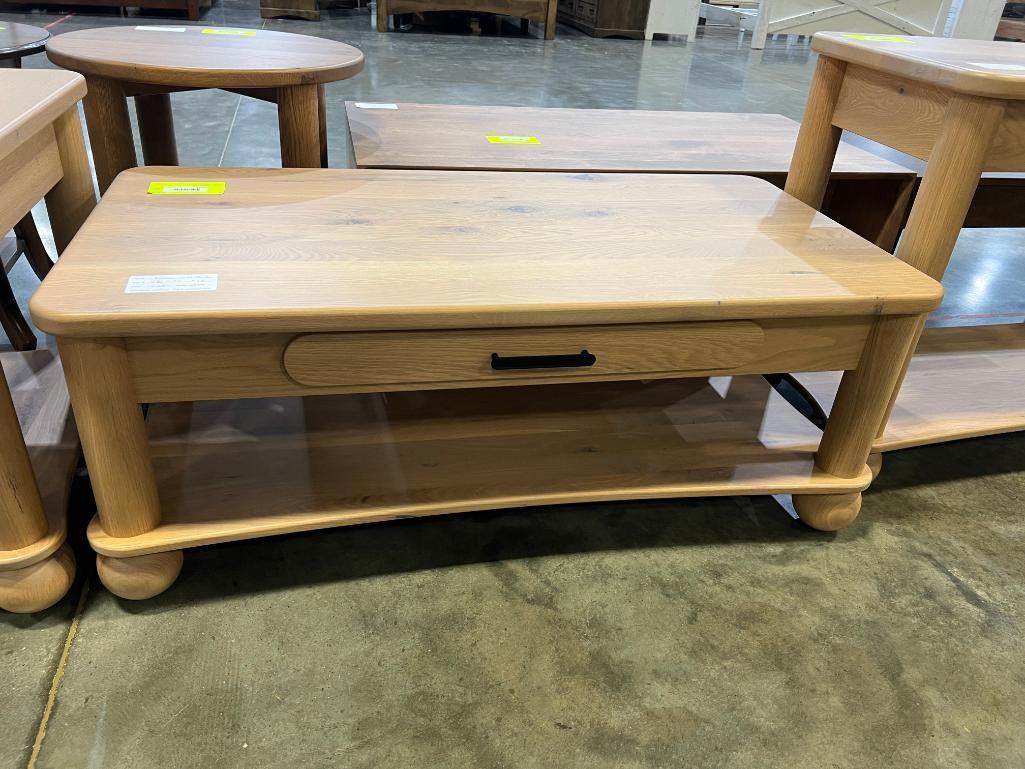 RUSTIC WHITE OAK COFFEE TABLE LATTE 48X24X19 IN